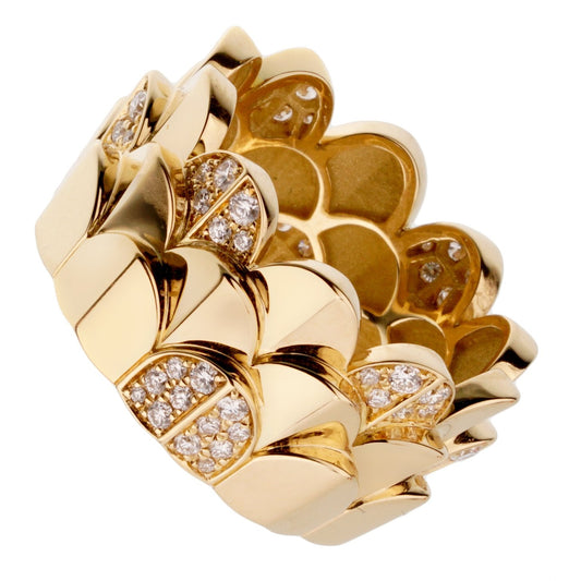 Fred of Paris Diamond Triple Arc 18k Yellow Gold Band Ring Sz 7 1/4
