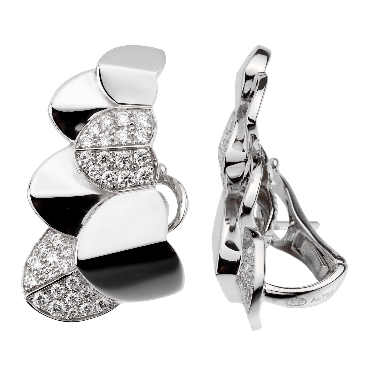 Fred of Paris Double Arc 18k White Gold Diamond Earrings