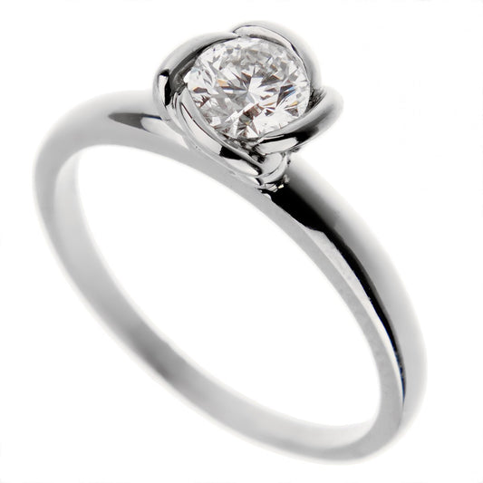 Fred of Paris Fleur Celeste Platinum .51ct Diamond Engagement Ring Sz 5 3/4
