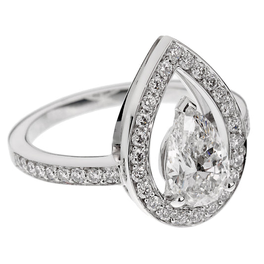 Fred of Paris Lovelight 1.48ct Pear Diamond Engagement Ring Sz 5 1/4