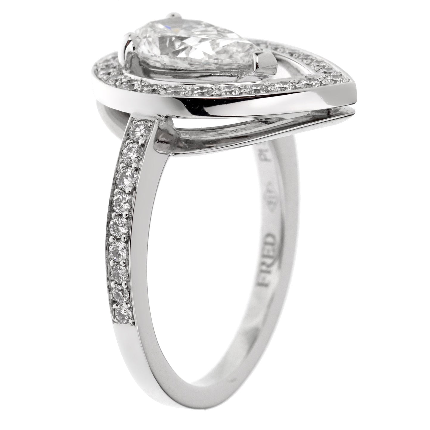 Fred of Paris Lovelight 1.48ct Pear Diamond Engagement Ring Sz 5 1/4