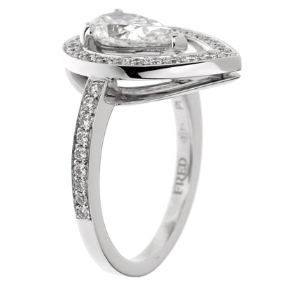 Fred of Paris Lovelight 1.48ct Pear Diamond Engagement Ring Sz 5 1/4