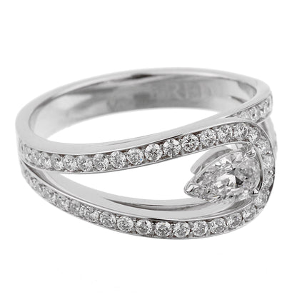 Fred of Paris Lovelight Pear Diamond Platinum Ring Sz 5 1/2