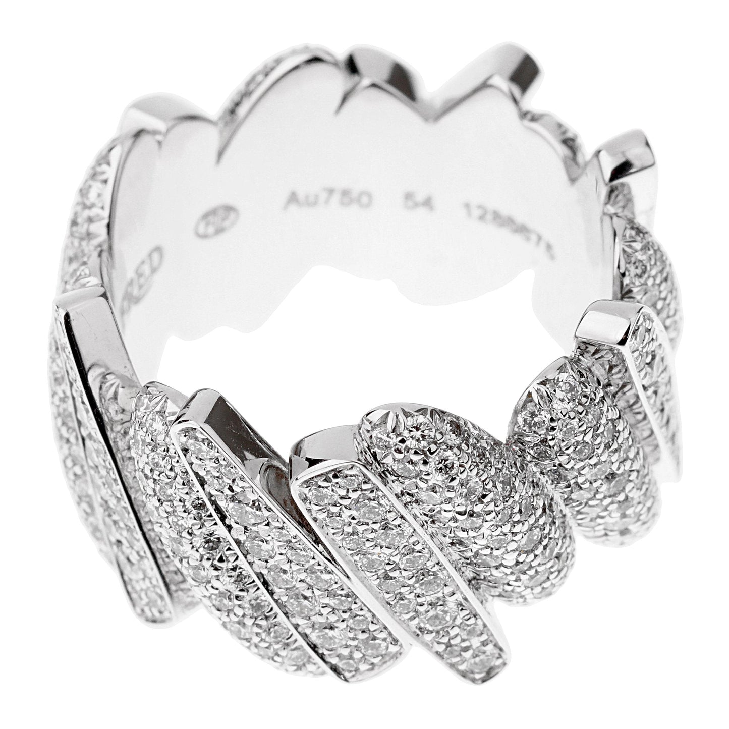 Fred of Paris Pave Diamond Cocktail 18k White Gold Ring Size 7