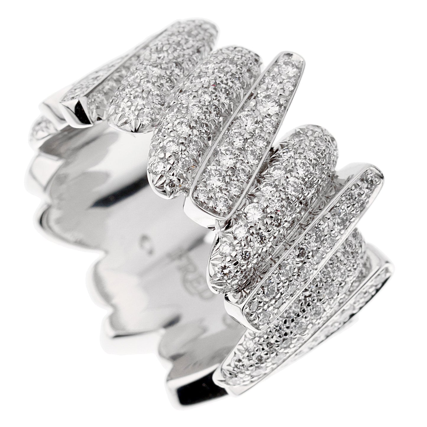 Fred of Paris Pave Diamond Cocktail 18k White Gold Ring Size 7
