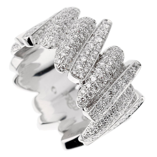 Fred of Paris Pave Diamond Cocktail 18k White Gold Ring Size 7