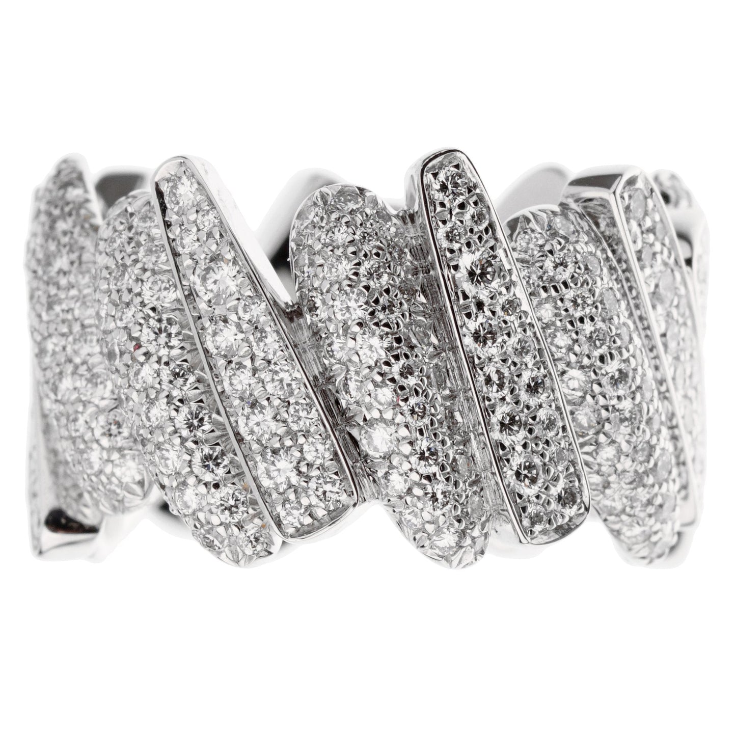 Fred of Paris Pave Diamond Cocktail 18k White Gold Ring Size 7