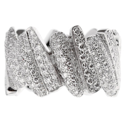 Fred of Paris Pave Diamond Cocktail 18k White Gold Ring Size 7