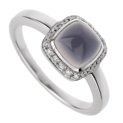 Fred of Paris 18k Sugar Cube Chalcedony Diamond Ring Sz 6