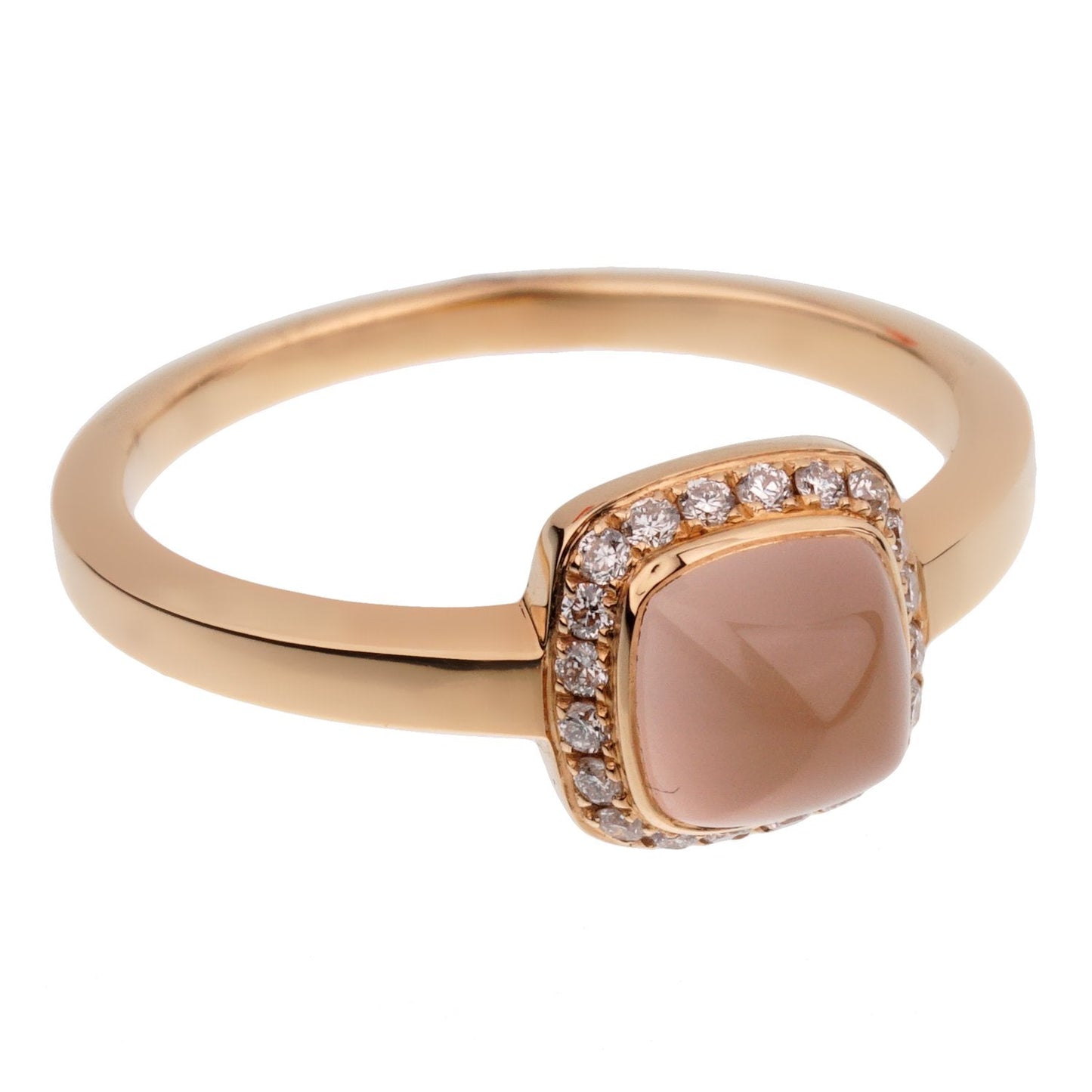 Fred of Paris Sugar Cube Pink Quartz Diamond Ring Size 4 3/4