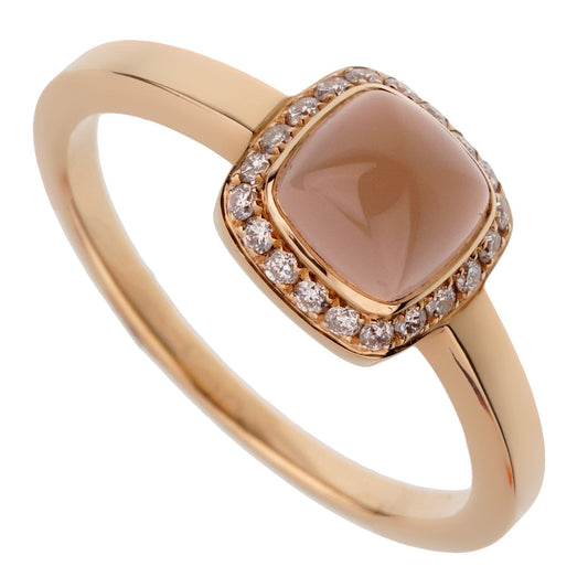 Fred of Paris 18k Sugar Cube Pink Quartz Diamond Ring Size 6 3/4