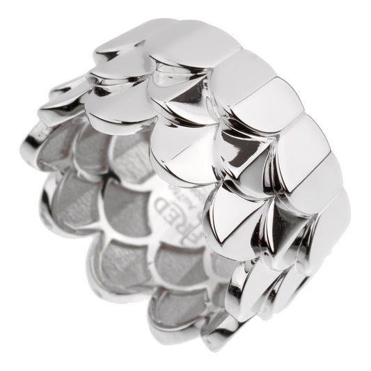 Fred of Paris Triple Arc 18k White Gold Band Ring Sz 7 1/4