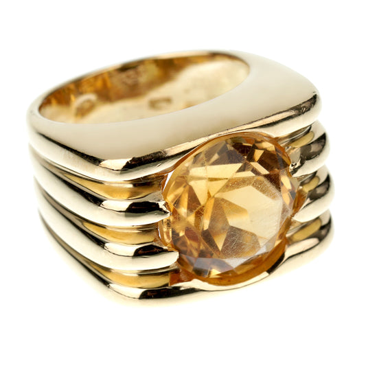 Fred of Paris Vintage Citrine 18k Yellow Gold Cocktail Ring