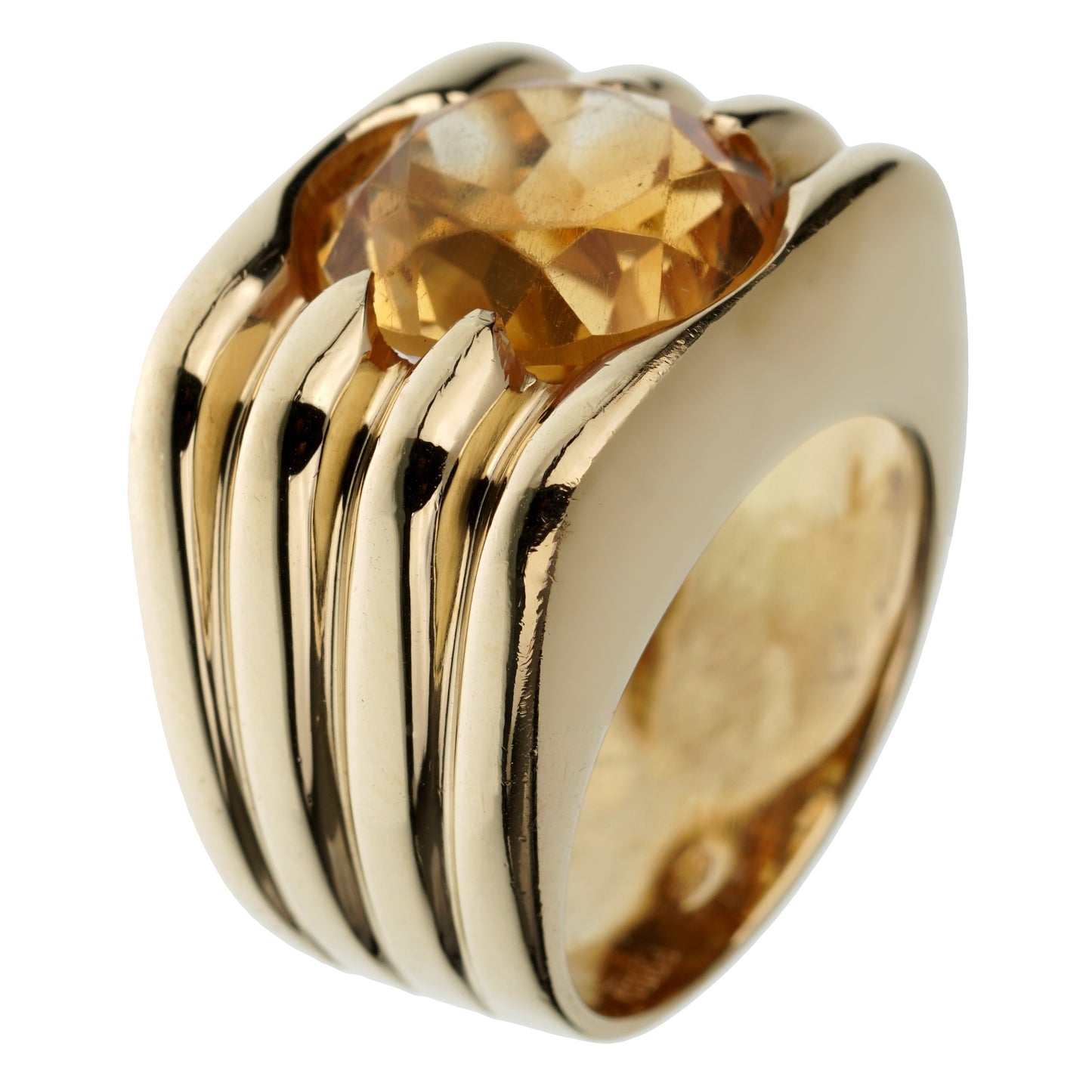 Fred of Paris Vintage Citrine 18k Yellow Gold Cocktail Ring