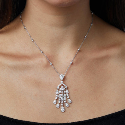Graff 7.18ct 18k White Gold Diamond Drop Necklace