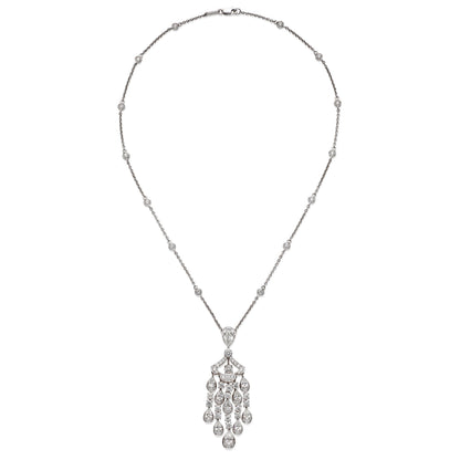 Graff 7.18ct 18k White Gold Diamond Drop Necklace