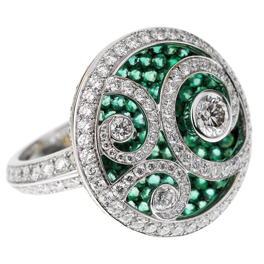 Graff Diamond on Emerald Wave Diamond White Gold Cocktail Ring Sz 6 1/4