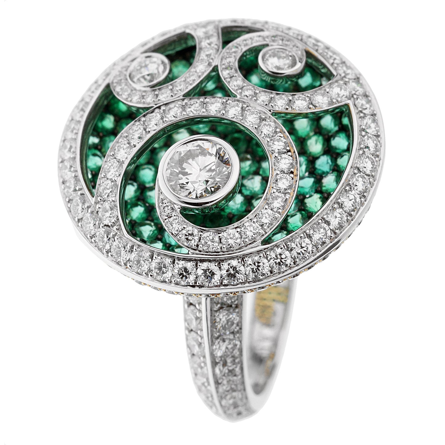 Graff Diamond on Emerald Wave Diamond White Gold Cocktail Ring Sz 6 1/4