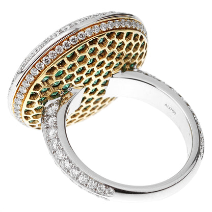 Graff Diamond on Emerald Wave Diamond White Gold Cocktail Ring Sz 6 1/4