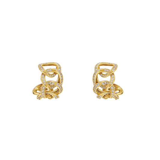 Graff Inspired by Twombly Huggie 18k Yellow Gold Diamond Hoop Earrings