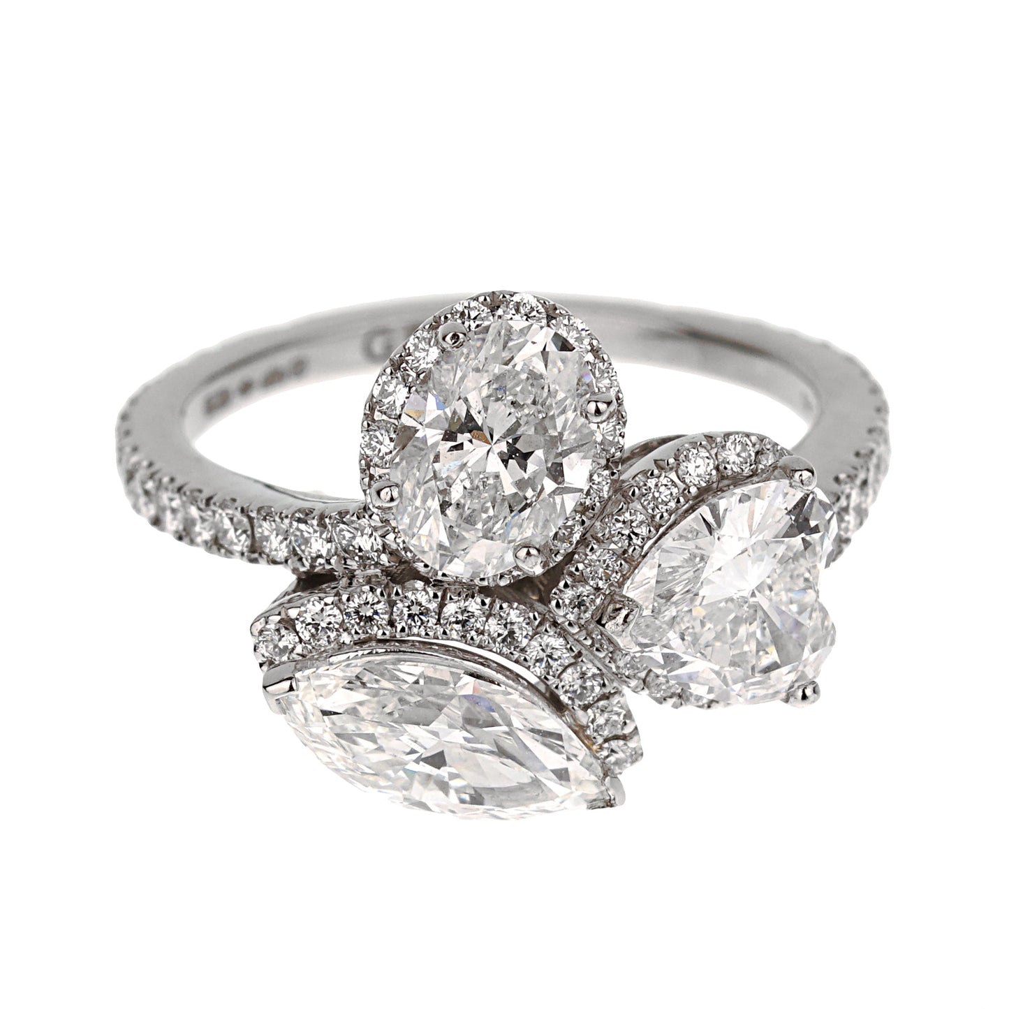 Graff Multi-Shape Diamond Platinum Cocktail Ring Sz 6