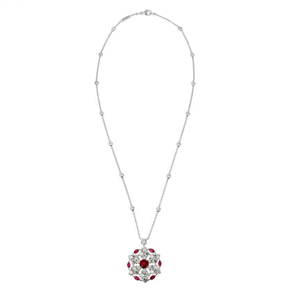 Graff Ruby & Diamond White Gold Snowflake Pendant Necklace