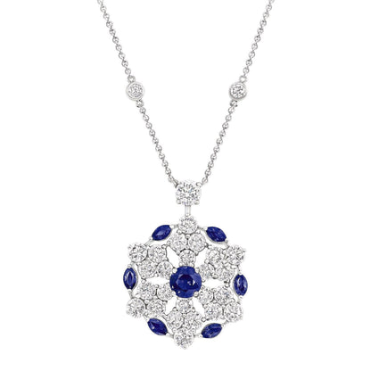 Graff Sapphire Snowflake Diamond White Gold Necklace