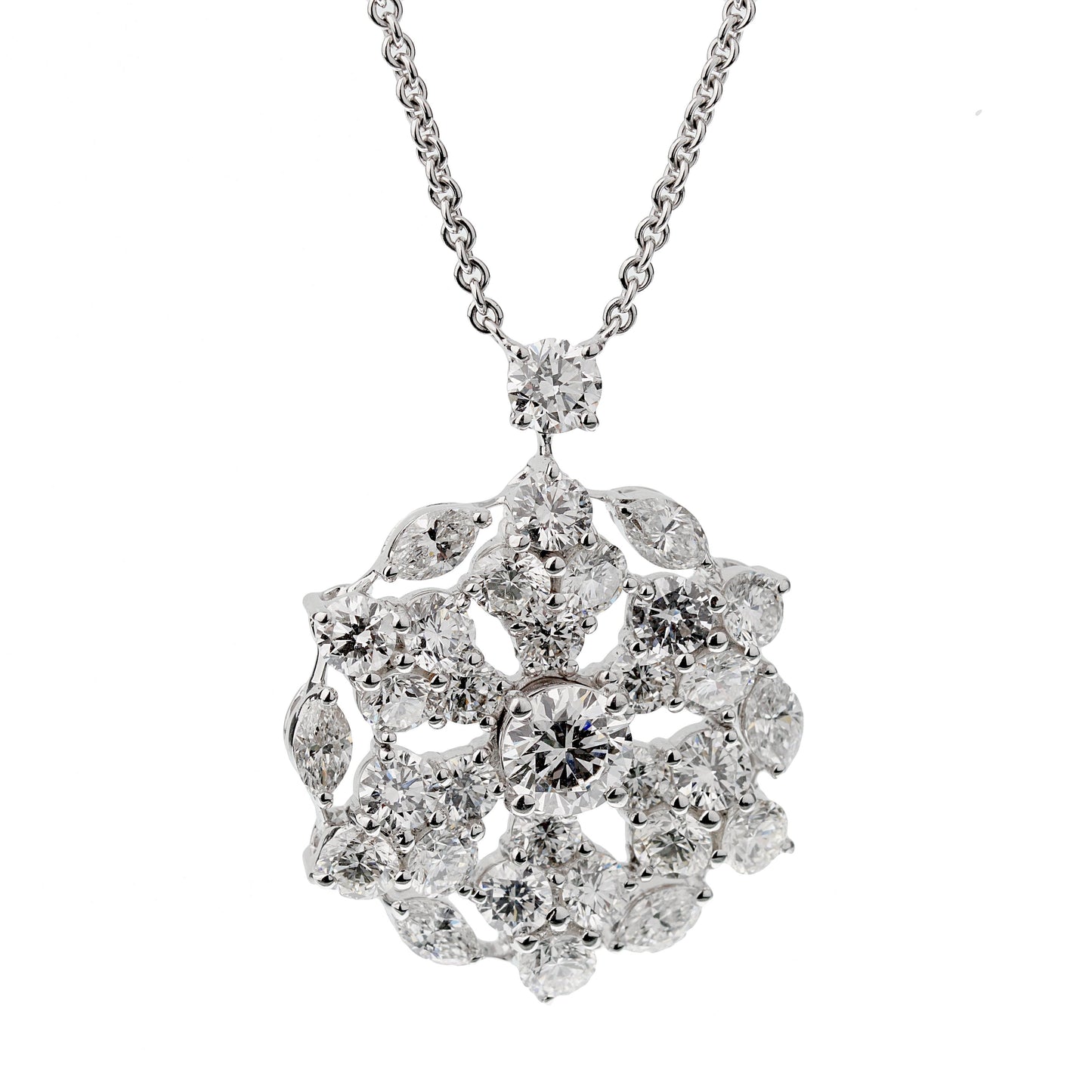 Graff Snowflake 6.67ct Diamond White Gold Necklace