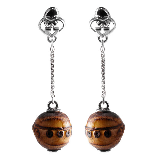 Gucci Bamboo Double G Silver Drop Earrings