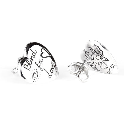 Gucci Blind for Love Heart Silver Earrings
