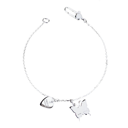 Gucci Butterfly Heart Charm Silver Bracelet
