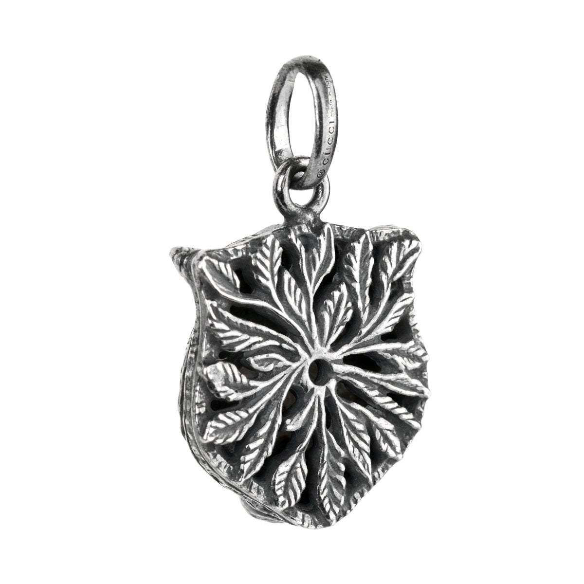 Gucci Cat Burnished Silver Charm Pendant