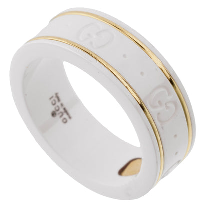 Gucci Icon Ceramic Yellow Gold Band Ring Sz 6