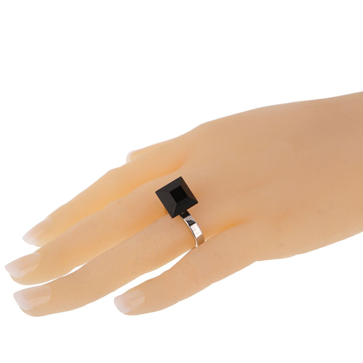 Gucci Chiodo Diamond White Gold Onyx Ring Sz 5 1/2