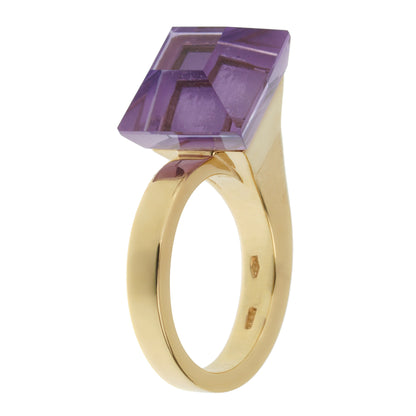 Gucci Chiodo Vintage Amethyst 18k Yellow Gold Cocktail Ring Sz 5 3/4