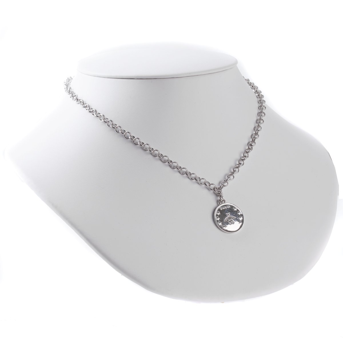 Gucci Double G Bee Coin Silver Necklace