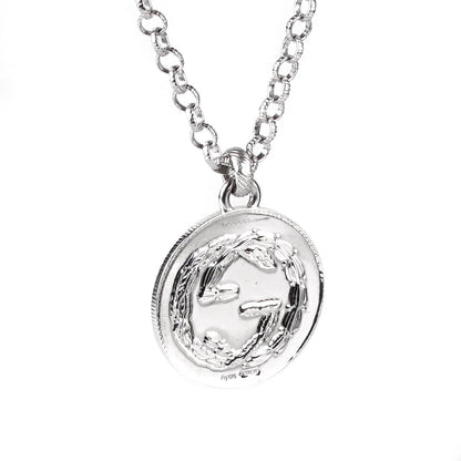 Gucci Double G Bee Large Coin Silver Necklace