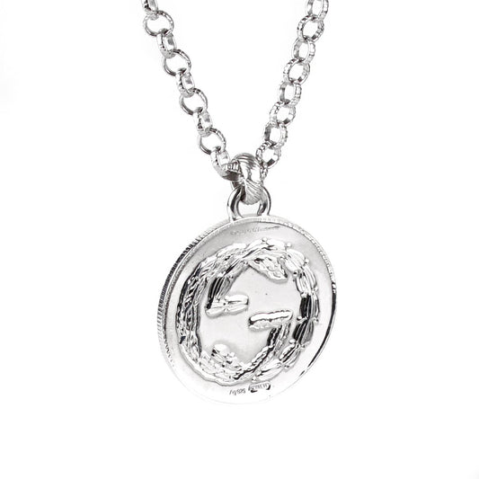 Gucci Double G Bee Large Coin Silver Necklace