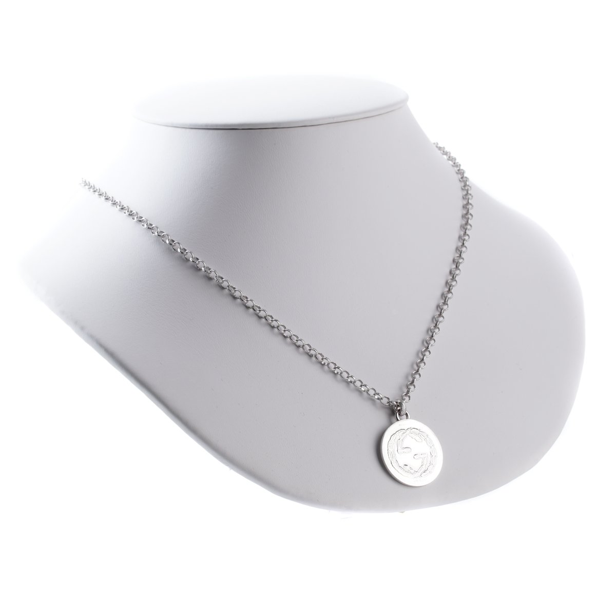 Gucci Double G Bee Large Coin Silver Necklace