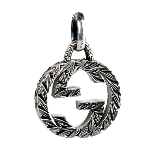 Gucci Double G Engraved Silver Charm Pendant