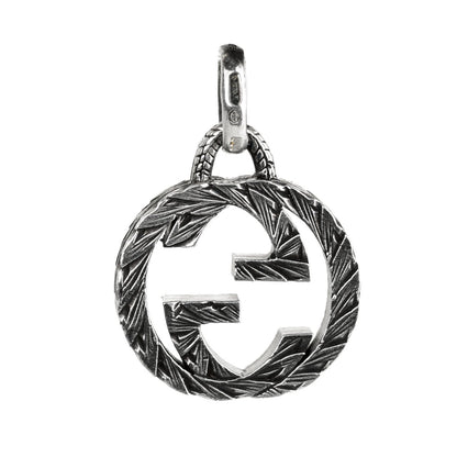 Gucci Double G Engraved Silver Charm Pendant