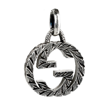 Gucci Double G Engraved Silver Charm Pendant