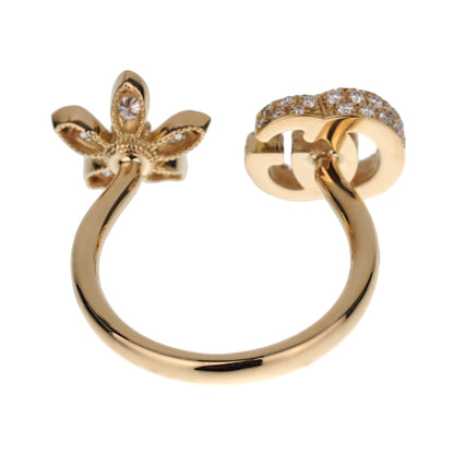 Gucci Flower Open Diamond 18k Yellow Gold Ring Sz 6