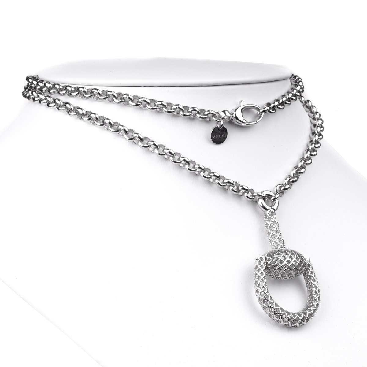 Gucci Horsebit Diamantissima Silver Necklace