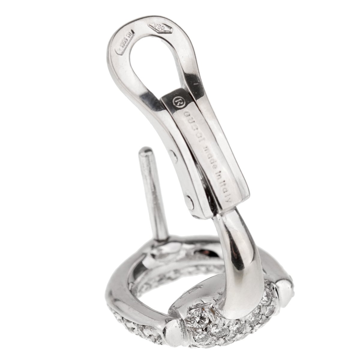Gucci Horsebit Diamond White Gold Earrings