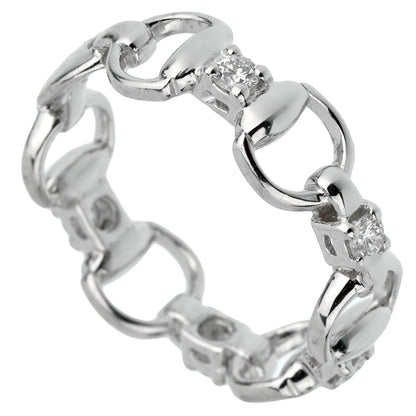 Gucci Horsebit Diamond 18k White Gold Ring Sz 5