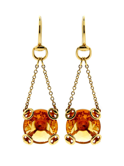 Gucci Horsebit Gold Citrine Earrings