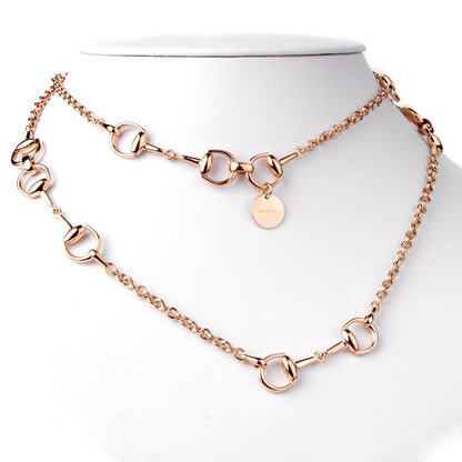 Gucci Horsebit Long Rose Gold Necklace