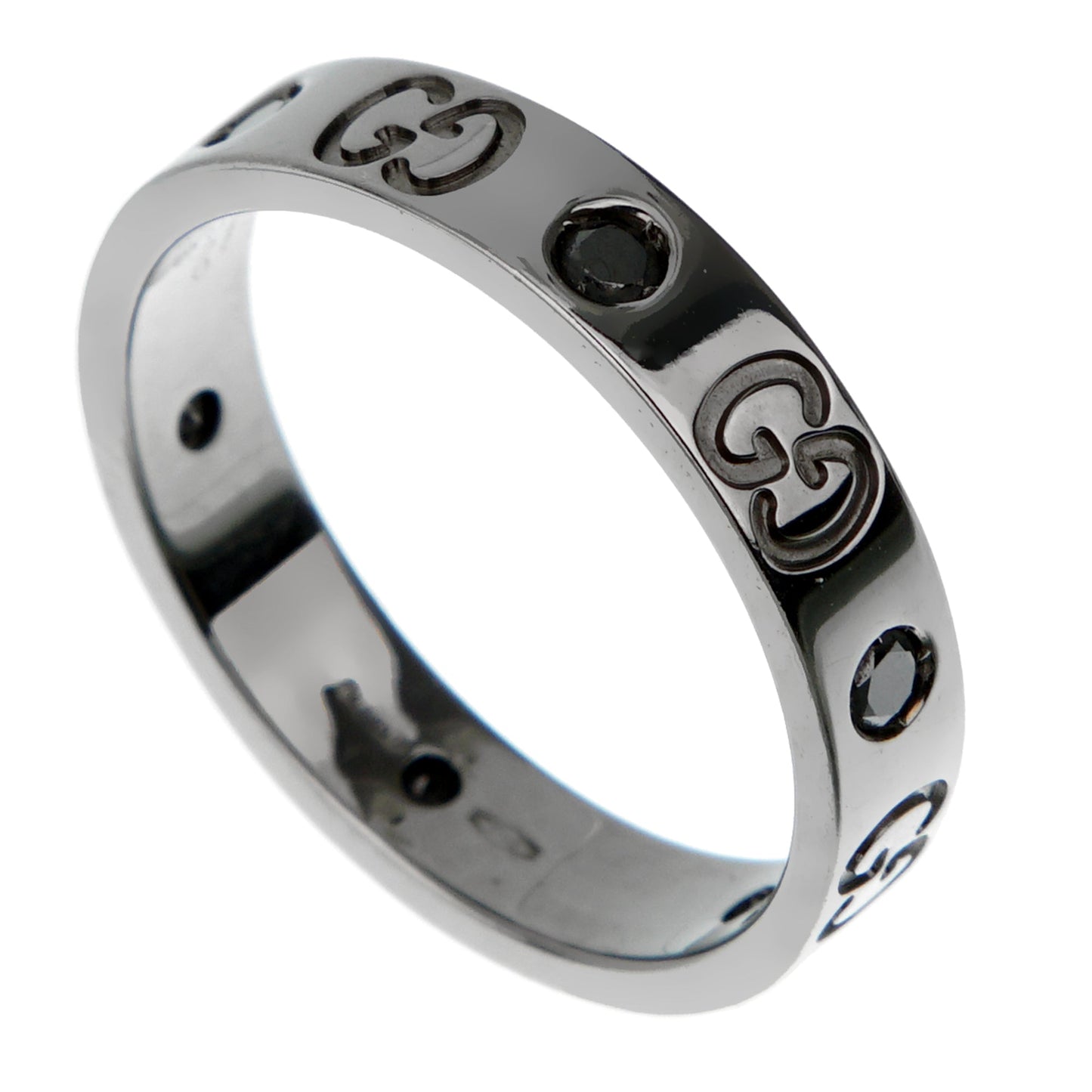 Gucci Icon 18k Blackened White Gold Diamond Ring