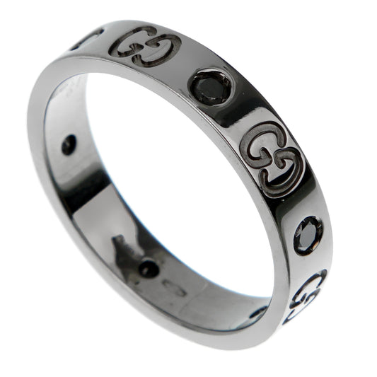 Gucci Icon 18k Blackened White Gold Diamond Ring